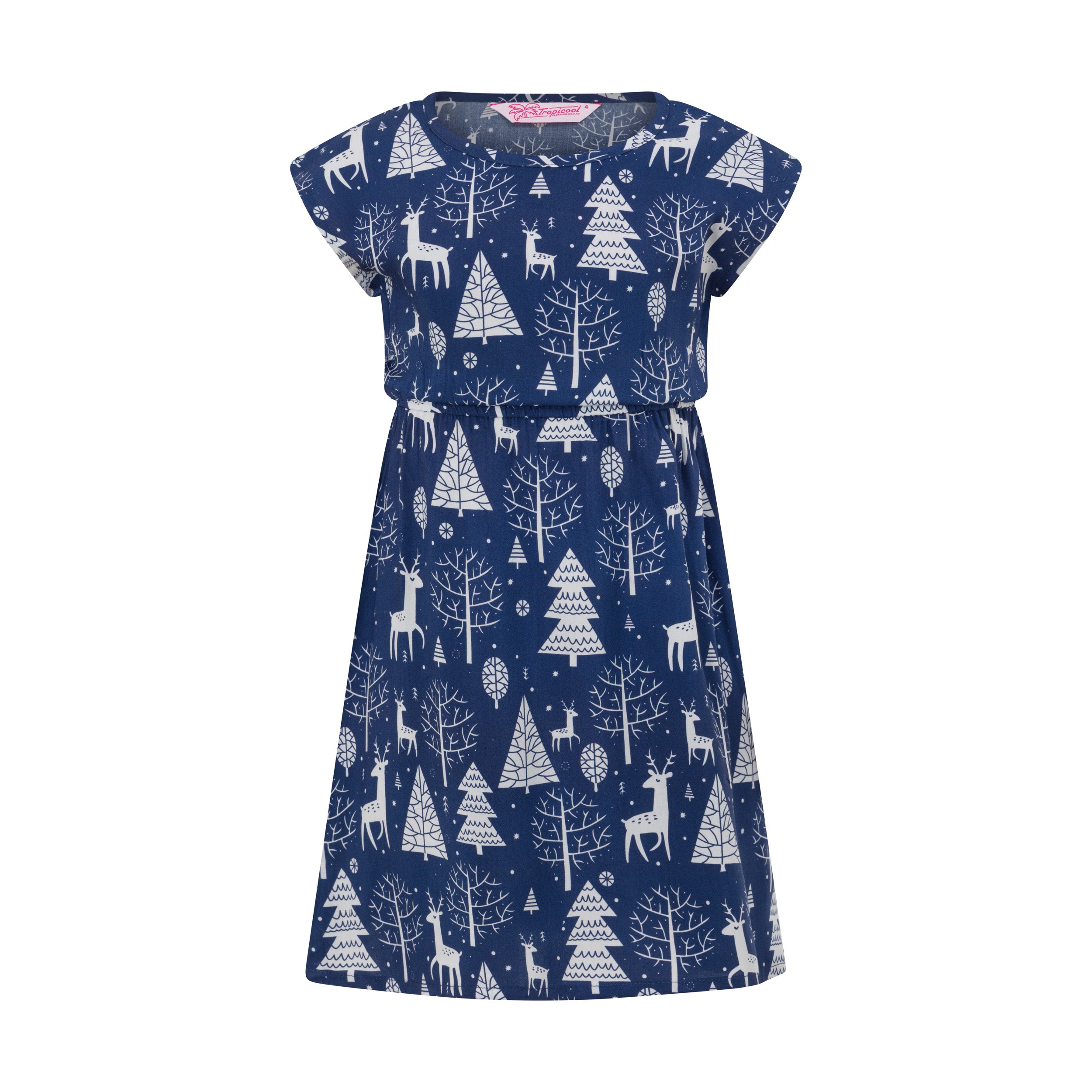 Reindeer Navy Christmas Kid's Holly Dress