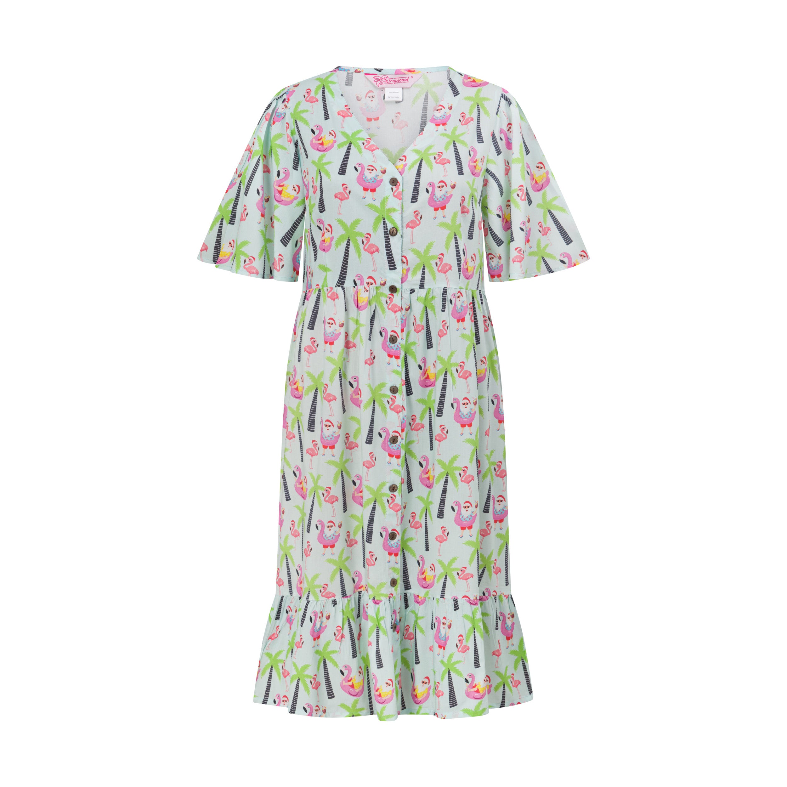 Blue Santa Sip & Sun Christmas Adult Amelia Dress