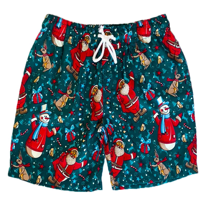Santa-Snowman-Green-kids-shorts.jpg