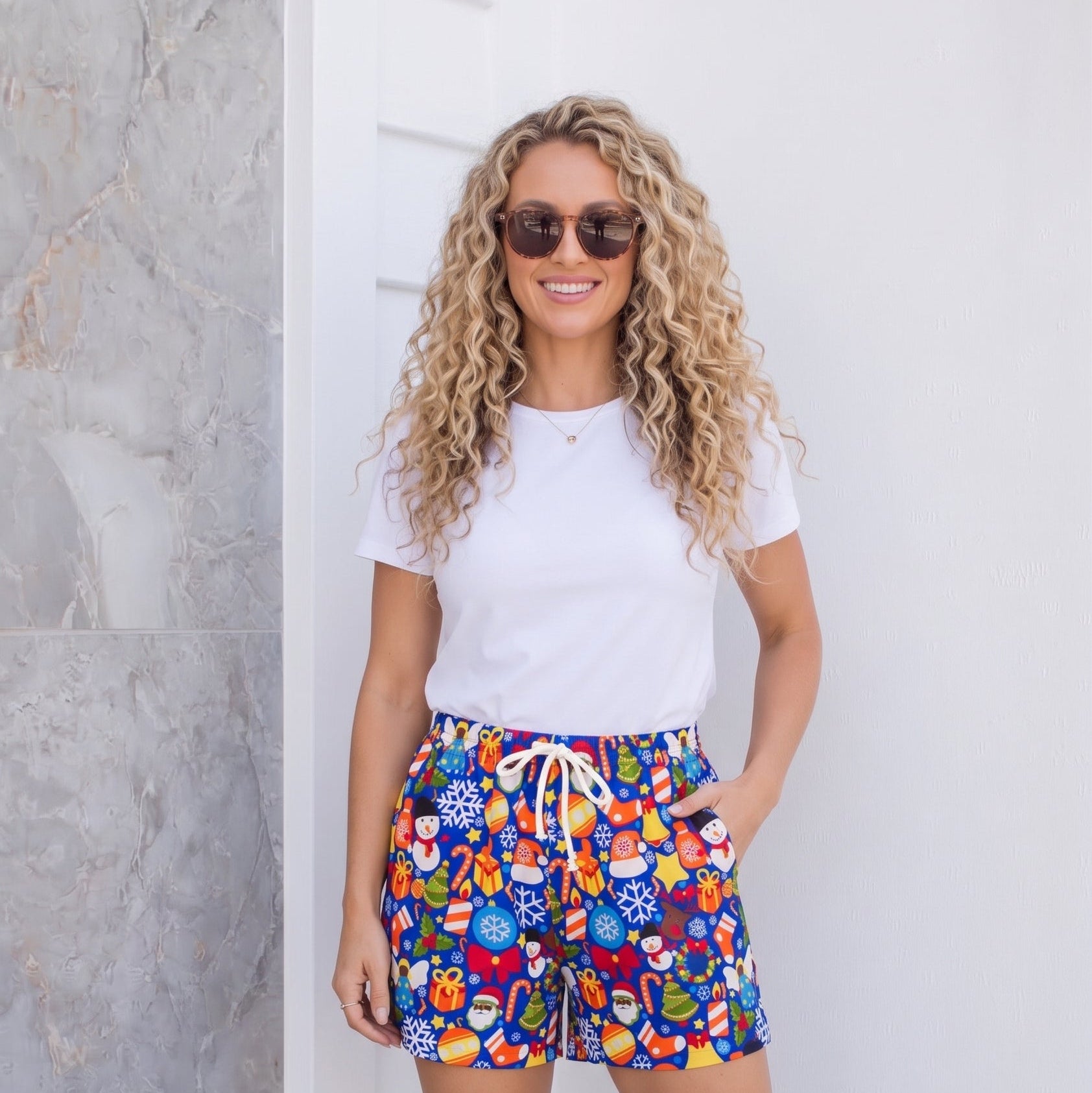 Celebrations Blue Christmas Adult Shorts