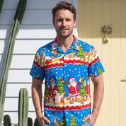 Happy Santa Blue Adult Shirt