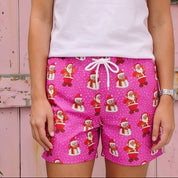 Santa Polka Pink Christmas Adult Shorts