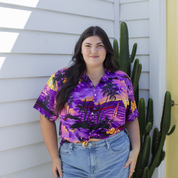 Sunset Purple adult shirt, solid color, casual style—perfect for tropical or festive occasions. | Tropicool Clothing